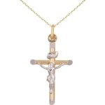 Collier - latelier dazur - croix or bicolore - christ sur la croix - 2. 5cm * 1. 7cm - 1. 45gr Collier - latelier dazur - croix or bicolore - christ sur la croix - 2. 5cm * 1. 7cm - 1. 45gr