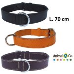 Collier en cuir - noir - 70 cm - double �paisseur - pour chien - taille moyen