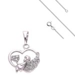 Collier - femme / enfant - pendentif - coeur - ange - argent 925 / 1000 - 45 cm