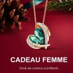 Collier femme argent s925 bijoux femme fille pendentif avec paquet exquis - chaîne 40 + 5 mm - vert Collier femme argent s925 bijoux femme fille pendentif avec paquet exquis - chaîne 40 + 5 mm - vert