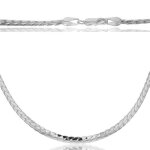 Chane de cou - femme - maille anglaise - bombe - argent fin 925 / 1000 - 45 cm