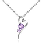 Collier - femme - chaîne et pendentif - coeur - cristal autrichien - violet - argent fin 925 / 1000 - ... Collier - femme - chaîne et pendentif - coeur - cristal autrichien - violet - argent fin 925 / 1000 - ...