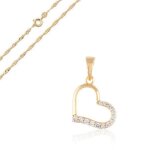Collier - femme - chane et pendentif - coeur - vid - cristal - blanc - plaqu or jaune 750 / 1000 ...