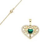 Collier - femme - chaîne vénitienne - pendentif - coeur - arbre de vie - cristal - vert - plaqué or jaune ... Collier - femme - chaîne vénitienne - pendentif - coeur - arbre de vie - cristal - vert - plaqué or jaune ...