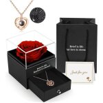 Sautoir et collier - rose eternelle avec collier coeur collier femme pendentif de amour - 45cm - cadeau ...