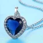 Collier femme coeur de locéan titanic premium argenté bleu Collier femme coeur de locéan titanic premium argenté bleu