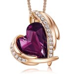 Collier femme coeur pendentif bijoux avec cristal violet cadeau nol pour elle argent s925 pour femme ...