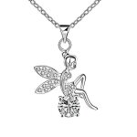 Collier - femme / enfant - chaîne et pendentif - fée clochette - cristal autrichien - argent fin 925 ... Collier - femme / enfant - chaîne et pendentif - fée clochette - cristal autrichien - argent fin 925 ...