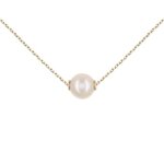 Collier femme or jaune vritable - pendentif perle de culture deau douce 6mm - latelier dazur