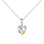 Collier - femme - pendentif - coeur - cristal autrichien - champagne - argent fin 925 / 1000 - 45 cm Collier - femme - pendentif - coeur - cristal autrichien - champagne - argent fin 925 / 1000 - 45 cm