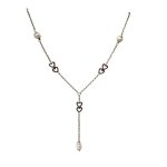 Collier - femme - sautoir - maille forat - coeur - perle de culture - argent 925 / 1000 - massif - bijou ...