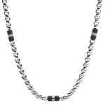 Collier - fossil - acier blanc et marbre noir