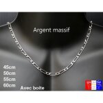Collier pour homme - ascalido - maille figaro alterne - argent massif 925 rhodi - 4mm