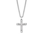 Collier homme - lotus - pendentif croix en acier - longueur 50 cm - maille gourmette fine - argenté Collier homme - lotus - pendentif croix en acier - longueur 50 cm - maille gourmette fine - argenté