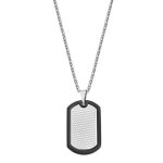 Collier homme - lotus - style plaque militaire - acier inoxydable - blanc - longueur ajustable
