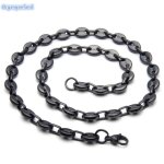 Collier homme - maille grain de caf - acier inoxydable - accessoires de mode - noir