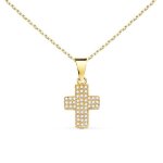 Collier - latelier dazur - médaille croix or jaune 18k - zirconiums - chaîne dorée Collier - latelier dazur - médaille croix or jaune 18k - zirconiums - chaîne dorée