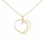 Collier - latelier dazur - motif coeur - or jaune et zirconiums - 1. 7cm * 1. 9mm