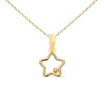 Collier - latelier dazur - or 18 carats 750 - 000 jaune - motif etoile - zirconium - cha�ne dor�e