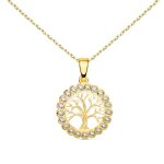 Collier - latelier dazur - pendentif arbre de vie - or 18 carats - zirconiums - cha�ne ajustable