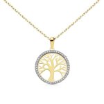 Collier - latelier dazur - pendentif arbre de vie - or 18 carats - zirconiums - chane ajustable 42 - ...