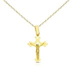 Collier - médaille or 18 carats 750 - 000 jaune - christ sur la croix - chaine dorée Collier - médaille or 18 carats 750 - 000 jaune - christ sur la croix - chaine dorée