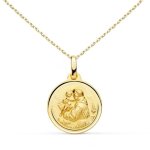 Collier - m�daille or 18 carats 750 / 1000 saint antoine de padoue - cha�ne dor�e