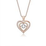 Collier pendentifs - hueihwoh - coeur - oxyde de zirconium - dor� rose - ajustable 45 - 50 cm