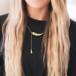 Collier pendentifs - hueihwoh - gouttes deau - ajustable 45 � 50 cm - cuivre - dor�