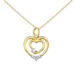 Collier - latelier dazur - coeur en or jaune 18 carats - zirconiums - cha�ne dor�e
