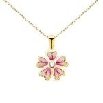 Collier - pendentif or 18 carats 750 / 000 jaune motif fleur - chaine dor�e - latelier dazur - 9mm