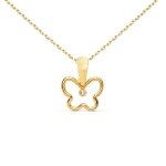 Collier - pendentif or 18 carats 750 - 000 jaune motif papillon - chaine dore - latelier dazur