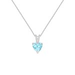 Collier - pendentif or blanc topaze bleue coeur - femme - latelier dazur