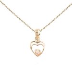 Collier - latelier dazur - pendentif or et diamant - motif coeur - chane dore 42cm - 0. 015 carats