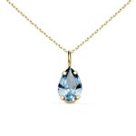 Collier - pendentif or jaune 18 carats 750 / 000 - zirconium bleu topaze - chaine dorée Collier - pendentif or jaune 18 carats 750 / 000 - zirconium bleu topaze - chaine dorée