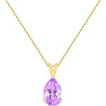 Collier pendentif - latelier dazur - amthyste goutte 0. 50 carats - or jaune 375 / 000 - 42cm