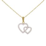 Collier - pendentif or jaune coeurs enlac�s sertis de zirconiums - latelier dazur - femme