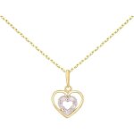 Collier - pendentif or jaune coeur serti de diamants - chaine dorée offerte Collier - pendentif or jaune coeur serti de diamants - chaine dorée offerte