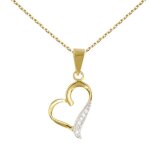 Collier - pendentif or jaune coeur serti de zirconiums - chaine dorée - latelier dazur Collier - pendentif or jaune coeur serti de zirconiums - chaine dorée - latelier dazur