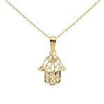 Collier - pendentif or jaune main de fatma - latelier dazur - 1. 1cm * 1. 2cm - 0. 30gr