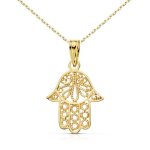 Collier - latelier dazur - pendentif or jaune main de fatma - cha�ne ajustable 42 - 45cm - 0. 60gr