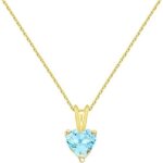 Collier - pendentif or jaune topaze bleue coeur - chaine offerte - femme
