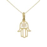 Collier - pendentif or et zirconiums - main de fatma - femme ou enfant