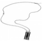 Collier et pendentif - police - pj25324psb01 - acier - argent - noir