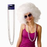 2 colliers perles blanc adulte - accessoire de dguisement bijou fantaisie