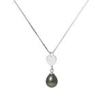 Collier - perlinea - heart perle de culture de tahiti a + - argent 925 - 8 - 9 mm - 42 cm