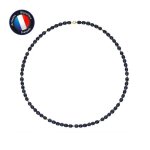 Collier - perlinea - perle de culture deau douce noire - or jaune 9 cts - 42 cm - femme
