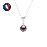 Collier - perlinea - perle de culture de tahiti a + - diamant 0030 cts - or blanc - 42 cm