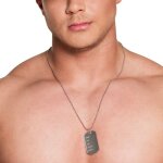 Collier plaque militaire gris argent - accessoire de dguisement bijou fantaisie
