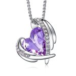 Collier r�glable s925 avec pendentif en forme de c?ur violet - cadeau femme pendentif id�al